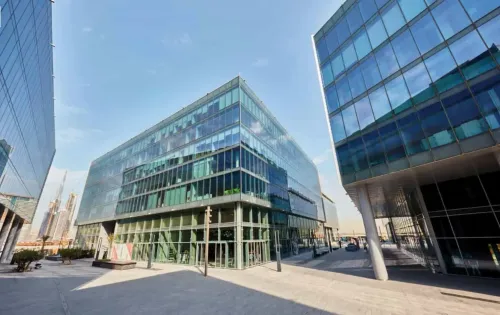 Expansive Outdoor Venue Surrounded by Glass Facades for Iconic Festivals. Dubai Design District. DQ Core