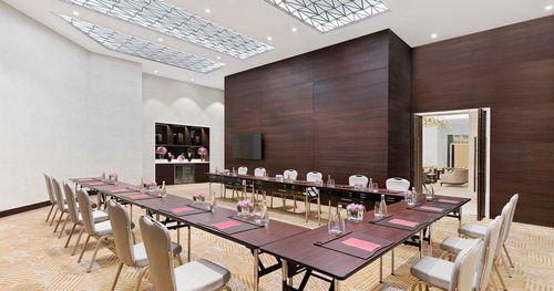 Sleek Modern Venue With Geometric Artistry for Stylish Corporate Events. Sofitel
