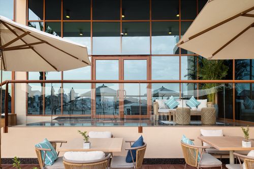 Seaside Alfresco Venue With Organic Textures and Stunning Marina Views for Sunset Mixers. The Strand. Outdoor